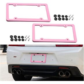 2PCS Car License Plate Frame, Rattle-Proof Automotive Front Rear Frame Protector with Screws Mounting Kit, Rust-Proof Vehicle License Plate Holder Cover Accessories, Universal Fit in Saudi Arabia
