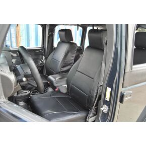 Iggee for Jeep Wrangler JK 4Doors 2007-2010 Black Color Artificial Leather Custom Made Original fit 2 Front seat Covers (Pair) in Kuwait