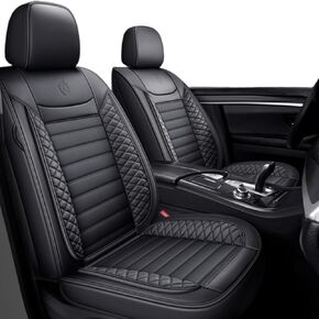 Custom Fit Waterproof Non-Slip PU Leather Car Seat Covers Set Compatible with KIA Sportage 2009-2023 2024 Cushion Protector for Sedan SUV (Full Set 5 Seats,Black White) in Saudi Arabia
