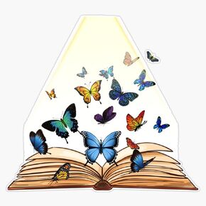 Open Book with Butterfly Bumper Sticker Vinyl Decal 5" in Saudi Arabia