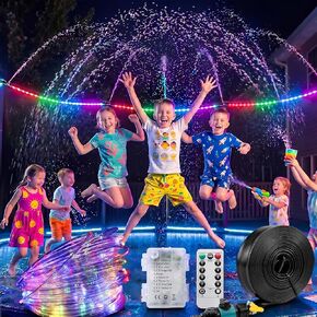 Trampoline Sprinkler with Lights – 16 Colors Trampoline Water Sprinkler & LED Light Combo, Must-Have Trampoline Water Accessories & Outdoor Trampoline Accessories for 8-12FT in Saudi Arabia