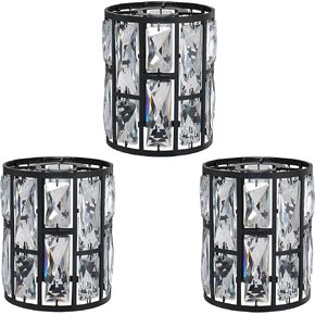 3 Pack Polyhedral Crystal Metal Pendant Ceiling Chandelier Wall Sconce Lamp Replacement Cover Shade Fixture Brushed Nickel Finish,1.66" Fitter Size,6.1" High*5.4" Diameter in Kuwait