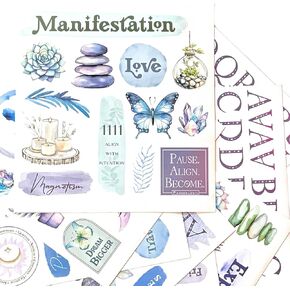 Vision Board Stickers for Manifestation - 175+ Vinyl Watercolor Decals for Manifestation to Personalize Journals, Planners, Water Bottles, and Laptops. in Saudi Arabia