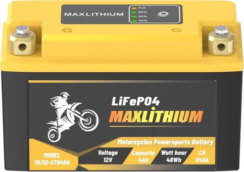 12V 240A YT7B-BS/YT12B-BS Lithium Motorcycle Battery with Smart BMS, Lightweight & Waterproof - Replacement for YT9B-BS/YT14B-BS - Fits for Motorcycle, Moped, ATV, Generators in Kuwait