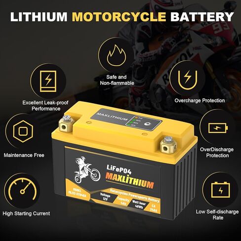 12V 240A YT7B-BS/YT12B-BS Lithium Motorcycle Battery with Smart BMS, Lightweight & Waterproof - Replacement for YT9B-BS/YT14B-BS - Fits for Motorcycle, Moped, ATV, Generators in Kuwait