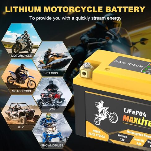 12V 240A YT7B-BS/YT12B-BS Lithium Motorcycle Battery with Smart BMS, Lightweight & Waterproof - Replacement for YT9B-BS/YT14B-BS - Fits for Motorcycle, Moped, ATV, Generators in Kuwait