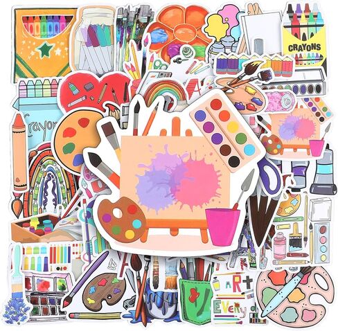 Frienda 200 Pcs Art Stickers for Adults 50 Styles Artistic Painting Party Favors Gifts Cute Sticker Packs Bulk for Water Bottles Laptop Skateboard Luggage Computer in Kuwait
