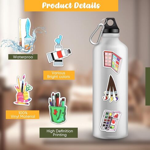 Frienda 200 Pcs Art Stickers for Adults 50 Styles Artistic Painting Party Favors Gifts Cute Sticker Packs Bulk for Water Bottles Laptop Skateboard Luggage Computer in Kuwait