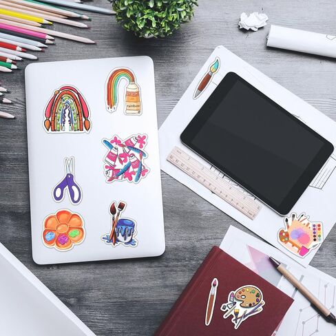 Frienda 200 Pcs Art Stickers for Adults 50 Styles Artistic Painting Party Favors Gifts Cute Sticker Packs Bulk for Water Bottles Laptop Skateboard Luggage Computer in Kuwait