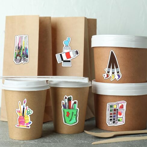 Frienda 200 Pcs Art Stickers for Adults 50 Styles Artistic Painting Party Favors Gifts Cute Sticker Packs Bulk for Water Bottles Laptop Skateboard Luggage Computer in Kuwait