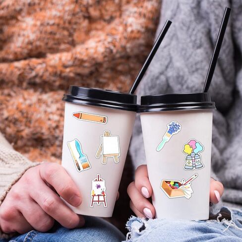 Frienda 200 Pcs Art Stickers for Adults 50 Styles Artistic Painting Party Favors Gifts Cute Sticker Packs Bulk for Water Bottles Laptop Skateboard Luggage Computer in Kuwait