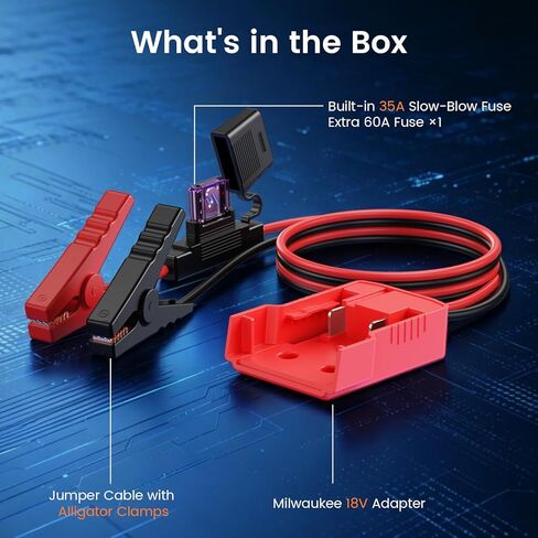 8AWG Jumper Cables Alligator Clips Compatible with Milwaukee M18 18V Batteries,2FT Heavy Duty Tinned Copper Wire Built-in 35A Fuse+Extra 60A Fuse, Automotive Booster Cable for Car Truck ATV Lawn Mower in Saudi Arabia