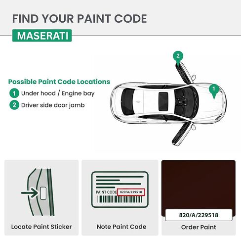 ERA Paints - 820/A/229518 - Nero for MASERATI Exact OEM Color Match Automotive Touch Up Paint for Cars - Scratch & Chip Repair for Metal & Plastic - Essential Kit - Made in USA in Kuwait