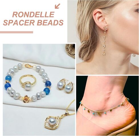 MECCANIXITY 40Pcs Rondelle Spacer Beads 12mm Diameter 3mm Hole Size 2.5mm Thick Metal Flat Disc Charm Circle for Bracelet Earring Necklace Jewelry Making, Gold in Kuwait