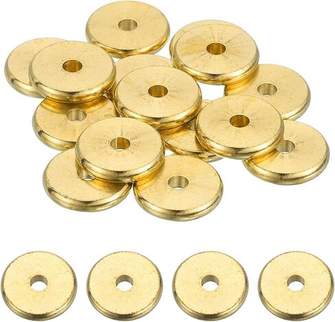 MECCANIXITY 40Pcs Rondelle Spacer Beads 12mm Diameter 3mm Hole Size 2.5mm Thick Metal Flat Disc Charm Circle for Bracelet Earring Necklace Jewelry Making, Gold in Kuwait