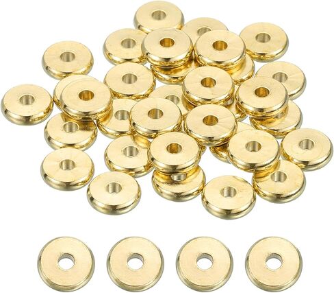 MECCANIXITY 40Pcs Rondelle Spacer Beads 12mm Diameter 3mm Hole Size 2.5mm Thick Metal Flat Disc Charm Circle for Bracelet Earring Necklace Jewelry Making, Gold in Kuwait
