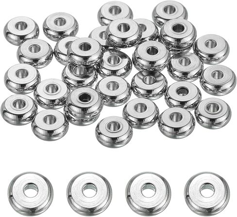 MECCANIXITY 40Pcs Rondelle Spacer Beads 12mm Diameter 3mm Hole Size 2.5mm Thick Metal Flat Disc Charm Circle for Bracelet Earring Necklace Jewelry Making, Gold in Kuwait