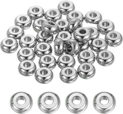 MECCANIXITY 40Pcs Rondelle Spacer Beads 12mm Diameter 3mm Hole Size 2.5mm Thick Metal Flat Disc Charm Circle for Bracelet Earring Necklace Jewelry Making, Gold in Kuwait