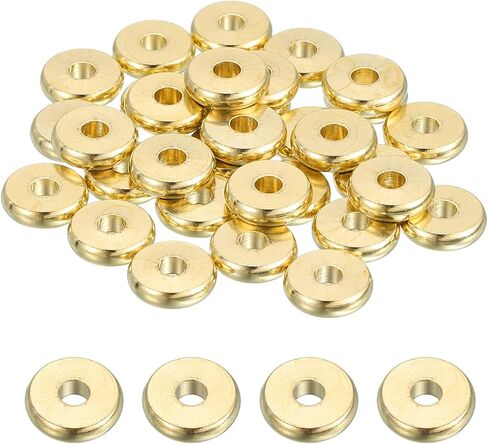 MECCANIXITY 40Pcs Rondelle Spacer Beads 12mm Diameter 3mm Hole Size 2.5mm Thick Metal Flat Disc Charm Circle for Bracelet Earring Necklace Jewelry Making, Gold in Kuwait