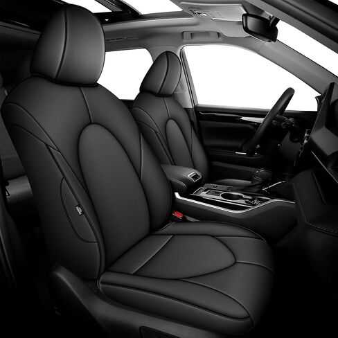 AOMSAZTO Car Seat Covers Full Set Faux Leather Custom Fit for 2020 2021 2022 2023 2024 Toyota Highlander 8 Passenger 3 Row Seat Protector Compatible Airbag Black (2020-2024 W/Second Row 40/60 Split) in Saudi Arabia