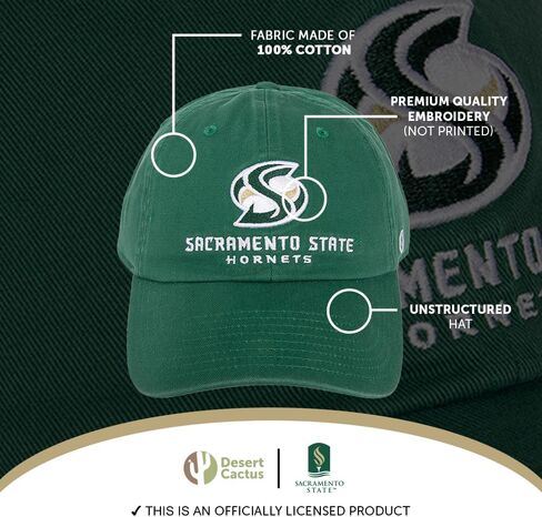 Desert Cactus Sacramento State Baseball Hat University California Hornets Sac Brimmed Embroirderd Hats Cap Adjustable Cloth Strap Adult (Style C) Black in Saudi Arabia
