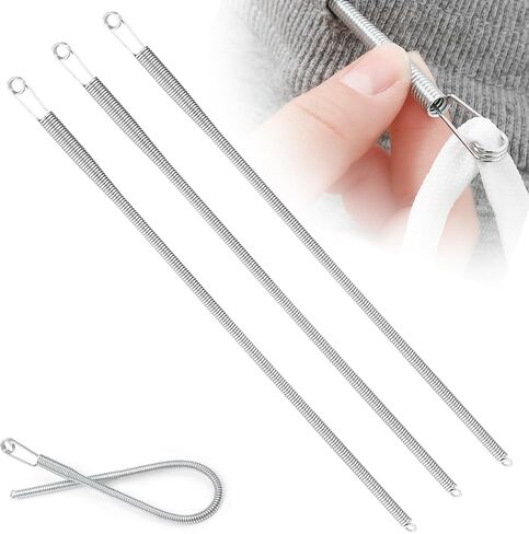Effortless Drawstring Replacement in Seconds – 3PCS Spring-Loaded Needle Threader Tool, Flexible Elastic Rope Threader for Hoodies, Sweatpants, Jackets, Coats, DIY Clothing Repair (3 Pcs) in Kuwait