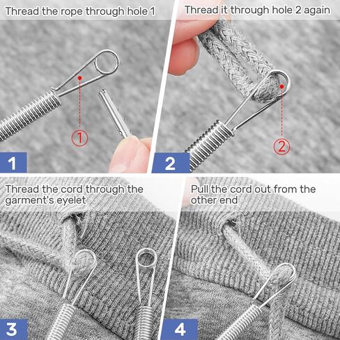 Effortless Drawstring Replacement in Seconds – 3PCS Spring-Loaded Needle Threader Tool, Flexible Elastic Rope Threader for Hoodies, Sweatpants, Jackets, Coats, DIY Clothing Repair (3 Pcs) in Kuwait