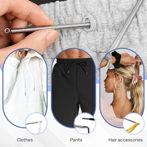 Effortless Drawstring Replacement in Seconds – 3PCS Spring-Loaded Needle Threader Tool, Flexible Elastic Rope Threader for Hoodies, Sweatpants, Jackets, Coats, DIY Clothing Repair (3 Pcs) in Kuwait