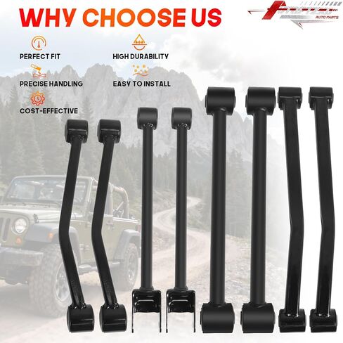 8Pcs Suspension Kit, Front/Rear Control Arm with Bushing for Jeep Wrangler JK 2007-2017, Replace # K641822 K621823 K642032 K641777 52060015AD 52060021AD 52059976AF 52059979AF in Saudi Arabia