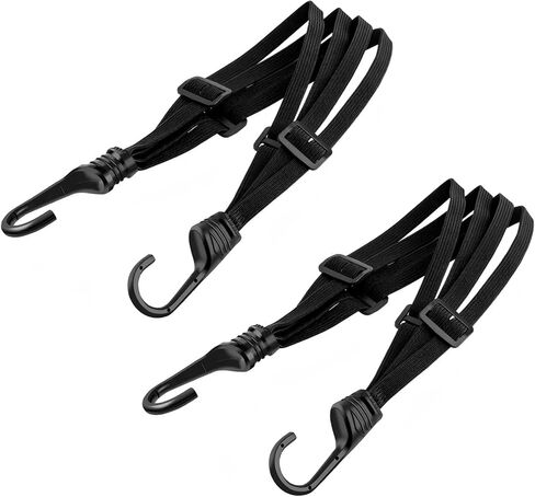 2 PCS Motorcycle Luggage Straps, 23.62'' Retractable Elastic Cord, Helmet Luggage Rope with 2 Hooks, Universal Motorcycles Gear (Black) in Saudi Arabia
