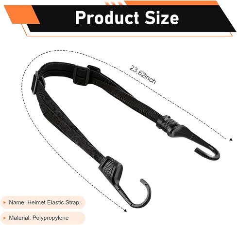 2 PCS Motorcycle Luggage Straps, 23.62'' Retractable Elastic Cord, Helmet Luggage Rope with 2 Hooks, Universal Motorcycles Gear (Black) in Saudi Arabia