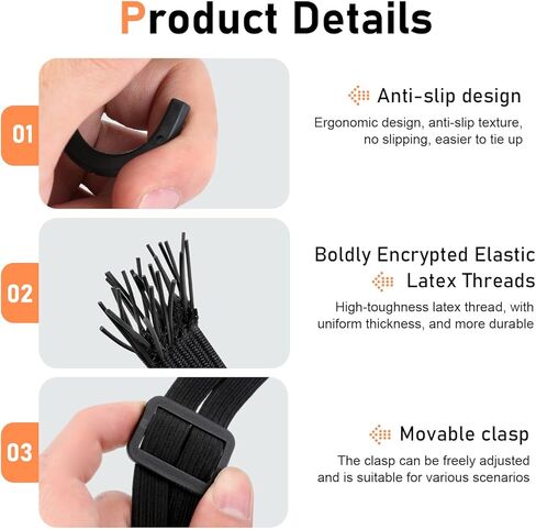 2 PCS Motorcycle Luggage Straps, 23.62'' Retractable Elastic Cord, Helmet Luggage Rope with 2 Hooks, Universal Motorcycles Gear (Black) in Saudi Arabia