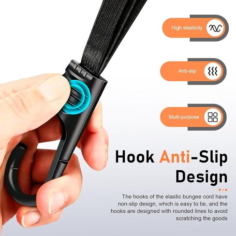 2 PCS Motorcycle Luggage Straps, 23.62'' Retractable Elastic Cord, Helmet Luggage Rope with 2 Hooks, Universal Motorcycles Gear (Black) in Saudi Arabia