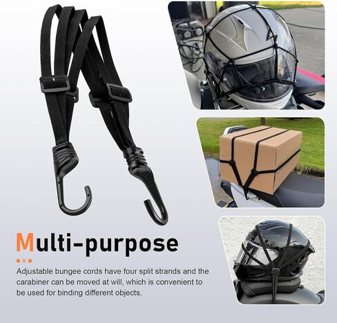 2 PCS Motorcycle Luggage Straps, 23.62'' Retractable Elastic Cord, Helmet Luggage Rope with 2 Hooks, Universal Motorcycles Gear (Black) in Saudi Arabia