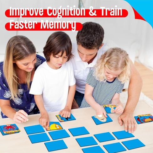 SpriteGru Marine Animal Memory Game, 28 Chunky Cards Sea Animals Head Tail Matching Game 1-5 Players Underwater Creatures Memory Matching Game for Preschoolers, Toddlers, Kids in Kuwait