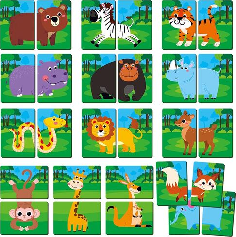 SpriteGru Marine Animal Memory Game, 28 Chunky Cards Sea Animals Head Tail Matching Game 1-5 Players Underwater Creatures Memory Matching Game for Preschoolers, Toddlers, Kids in Kuwait
