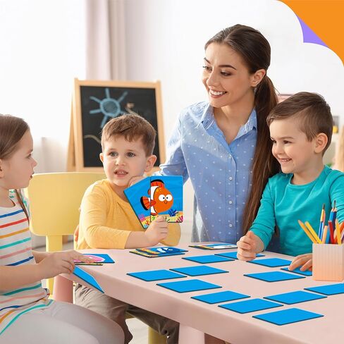 SpriteGru Marine Animal Memory Game, 28 Chunky Cards Sea Animals Head Tail Matching Game 1-5 Players Underwater Creatures Memory Matching Game for Preschoolers, Toddlers, Kids in Kuwait