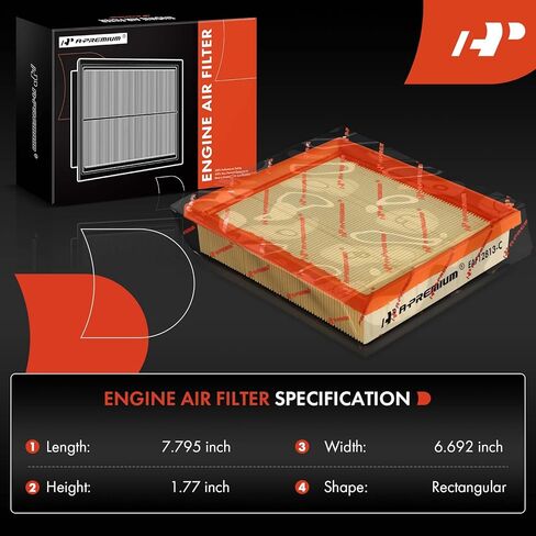 فلتر هواء محرك A-Premium Front 2-PC متوافق مع Ford Escape 2020-2026، Maverick 2022-2026 وLincoln Corsair 2021-2026، 2.5 لتر، استبدال # LX6Z9601A، XA11877 in Kuwait