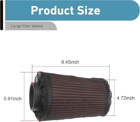 Air Intake Filter Sock Cover, Waterproof Dustproof High Flow Cold Air Filter Protective Wrap, Flexible Breathable Air Filter Wrap, Universal for Most Cars, SUVs (Large) in Kuwait