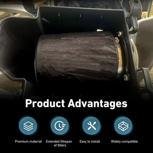 Air Intake Filter Sock Cover, Waterproof Dustproof High Flow Cold Air Filter Protective Wrap, Flexible Breathable Air Filter Wrap, Universal for Most Cars, SUVs (Large) in Kuwait