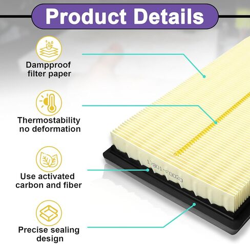 Engine Cabin Air Filter Compatible with RAV4 Hybrid (2019-2025), Highlander Hybrid (2020-2025), Sienna Venza (2021-2025), Camry Hybird (2018-2025), Air Filter Replaces17801-F0020, 87139-58010 in Saudi Arabia
