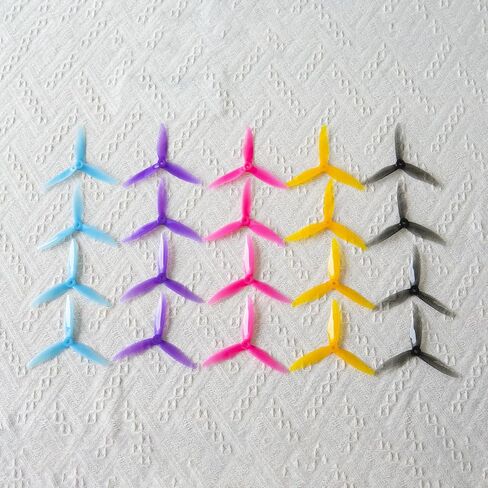 [20 pcs] Gemfan 5129 Yuki FPV Propellers 5.1 Inch 3-Blade Props, High Efficiency Tri-Blade for 2207 2306 Motors 5" Quadcopter Racing Freestyle, Durable PC, Bulk Combo (5 Colors x 4Pcs) in Saudi Arabia