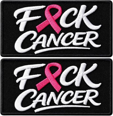 FCK Cancer Iron On Patch – Awareness Ribbon Embroidery, Support Survivor Fighter DIY Sew-On Patch for Jackets, Bags, Hats in Kuwait