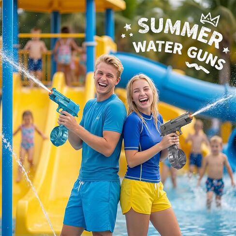 Electric Water Gun for Kids & Teens, Transparent Black Squirt Gun with LED Light & Auto Continuous Shooting, 25 FT Range, Large Capacity Water Blaster for Pool Beach Outdoor Play in Saudi Arabia