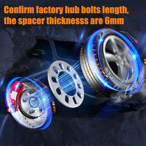 GAsupply 6mm Universal Wheel Spacers, 1/4 inch Aluminum Spacer Fit Bolt Pattern 5x4.25 5x110mm 5x112mm 5x4.5 5x115mm 5x120mm 5x4.75 5x5 5x135mm, 2 Pack in Saudi Arabia