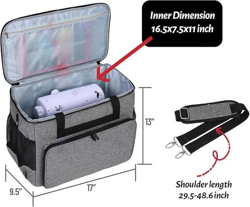 Sewing Machine Case Universal Tote Bag with Shoulder Strap Compatible with Most Standard Singer, Brother, Janome, Sewing Accessories Bag Sewing Machine Carrying Case Grey in Saudi Arabia