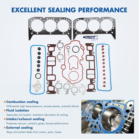 Cylinder Head Gasket Set Fit for Chevrolet Astro 4.3L,for GMC C1500 4.3L,for Isuzu Hombre 4.3L,for Oldsmobile Bravada 4.3L Replace HS9354PT-6,HS8-10306 in Kuwait
