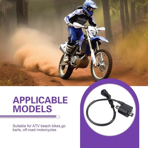 Motorcycle Ignition Coil, Vertical High Voltage Ignition Coil, Plug/Play Engine Control Module, for 125cc to 250cc ATVs, Quads, Dirt Bikes, Pit Bikes, Buggie, Motorcycles, and Go Karts (Black) in Saudi Arabia