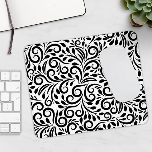 Mouse Pad Floral Style Black and White Modern Office Mouse Pad Decorative Non-Slip Elegant Design Abstract Original Gift Minimalist in Saudi Arabia