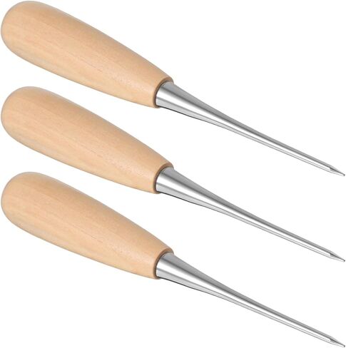 3 Pcs Leather Craft Awl Tools, Scratch Awl Tool with Wood Handle, Tailors Awls, Leather Hole Punch Tool, Sewing Awls for DIY Sewing Stitching in Saudi Arabia